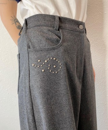 Grey Studs Wide Slack #250121